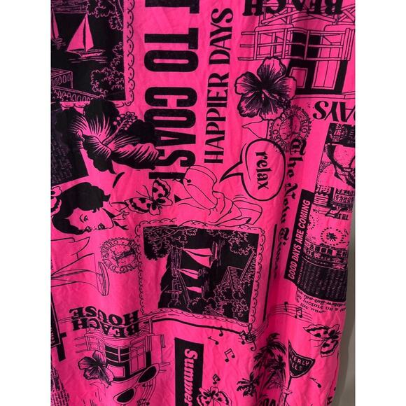 Jolie & Joy Tank Dress Medium Pink Black Mini Graphic Print Round Neck Pullover - Picture 4 of 6